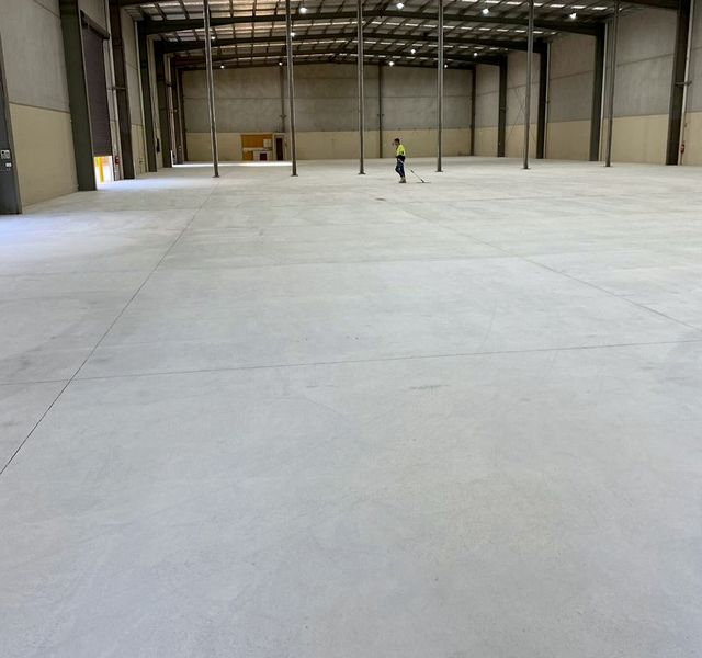 Concrete flooring in a large warehouse