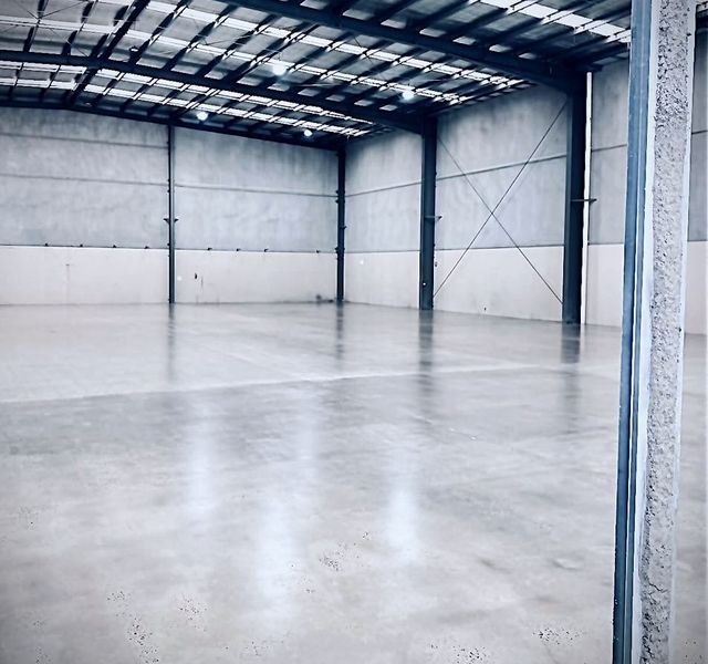 Concrete flooring in a factory or industrial facility