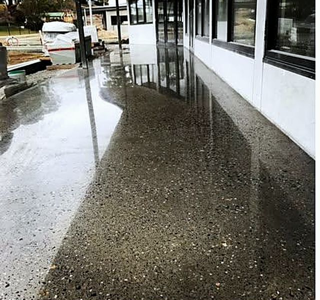 Polished concrete flooring in a commercial retail space