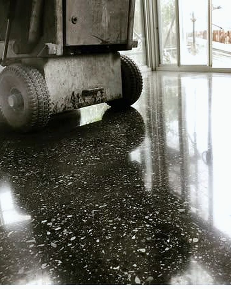 Floor grinding machine on a ground concrete floor