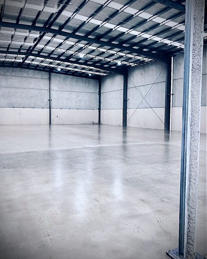 Polished concrete floor in a large Melbourne warehouse